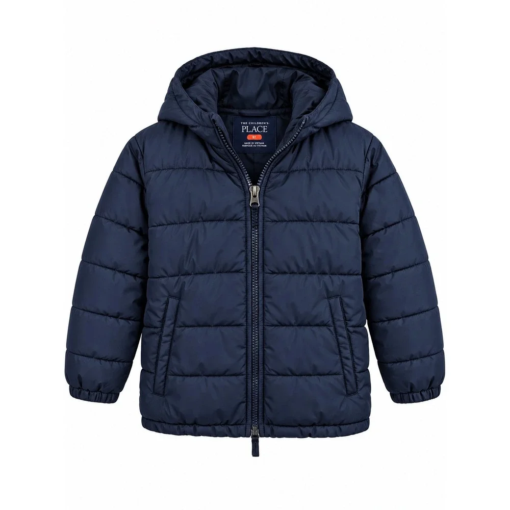 The Children's Place Boys Navy Blue Hooded Puffer Jacket Size 5T Quilted Coat